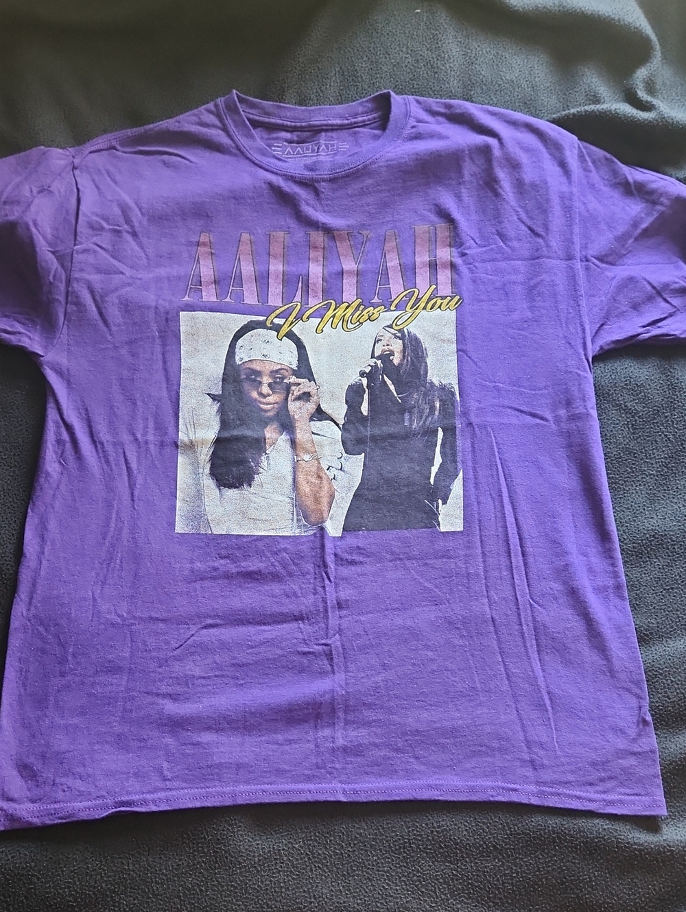 Aaliyah "I Miss You" Purple Graphic Tee